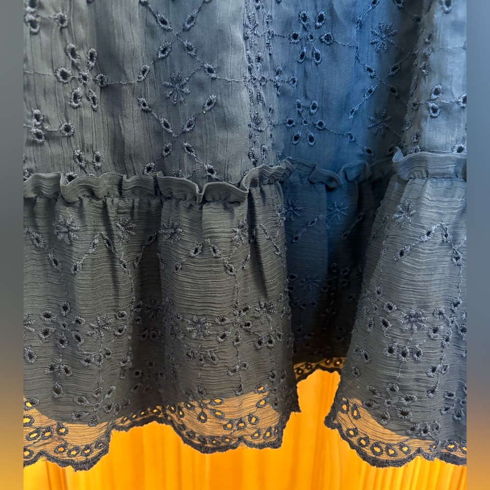 Loft Navy Eyelet Dress with Tiered Ruffle - Picture 6 of 6